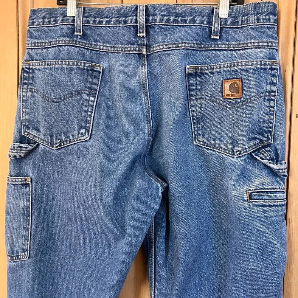 Carhartt Mens Carpenter Distressed Relaxed Fit Work Jeans Size 36x31 Blue AN EXC - Picture 10 of 12